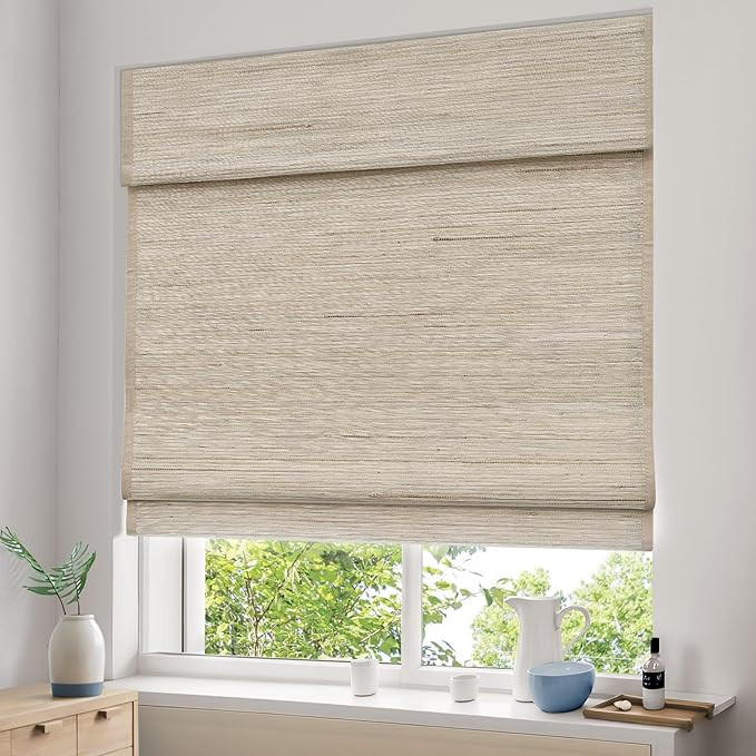Cordless Custom Roman Shades for Windows, Treatments, Natural Fabric Blind, Roman Window Shades, ... | Amazon (US)