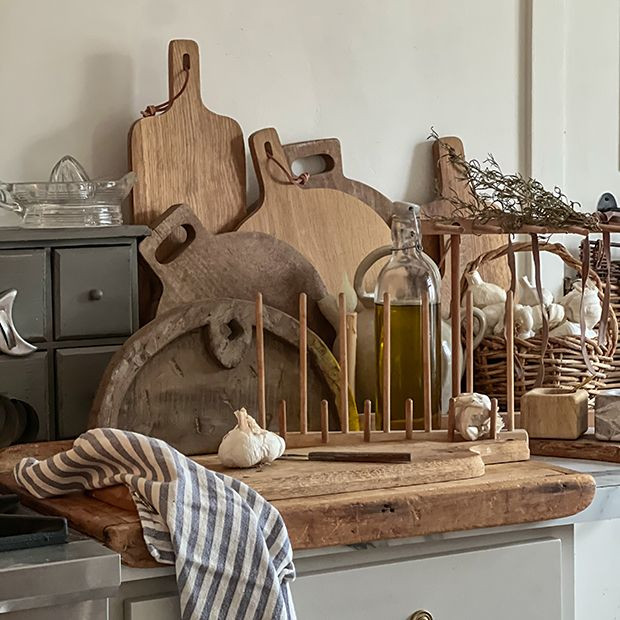 FOUND Half Moon Shaped Wood Serving Board | Antique Farm House