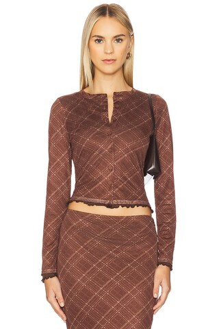 Line & Dot Richard Plaid Button Down Top in Brown Multi from Revolve.com | Revolve Clothing (Global)