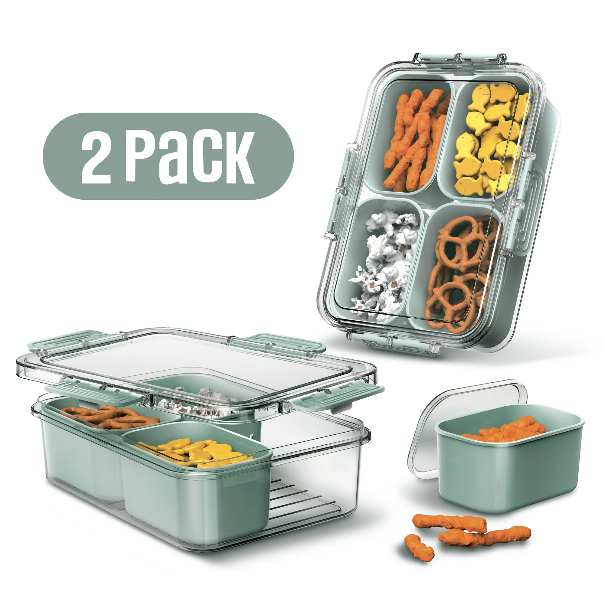 Cook With Color 2-Pack 4-Compartment Mini Snackle Box, Charcuterie and Snack Container, Divided S... | Walmart (US)