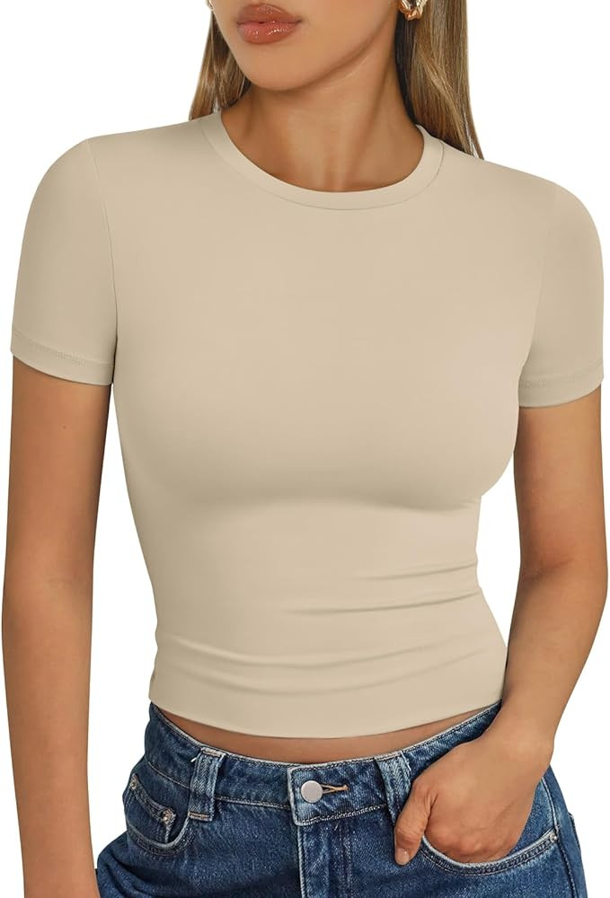 Trendy Queen - Camisetas básicas para mujer, camisetas de verano 2025, de manga corta, ajustadas... | Amazon (US)