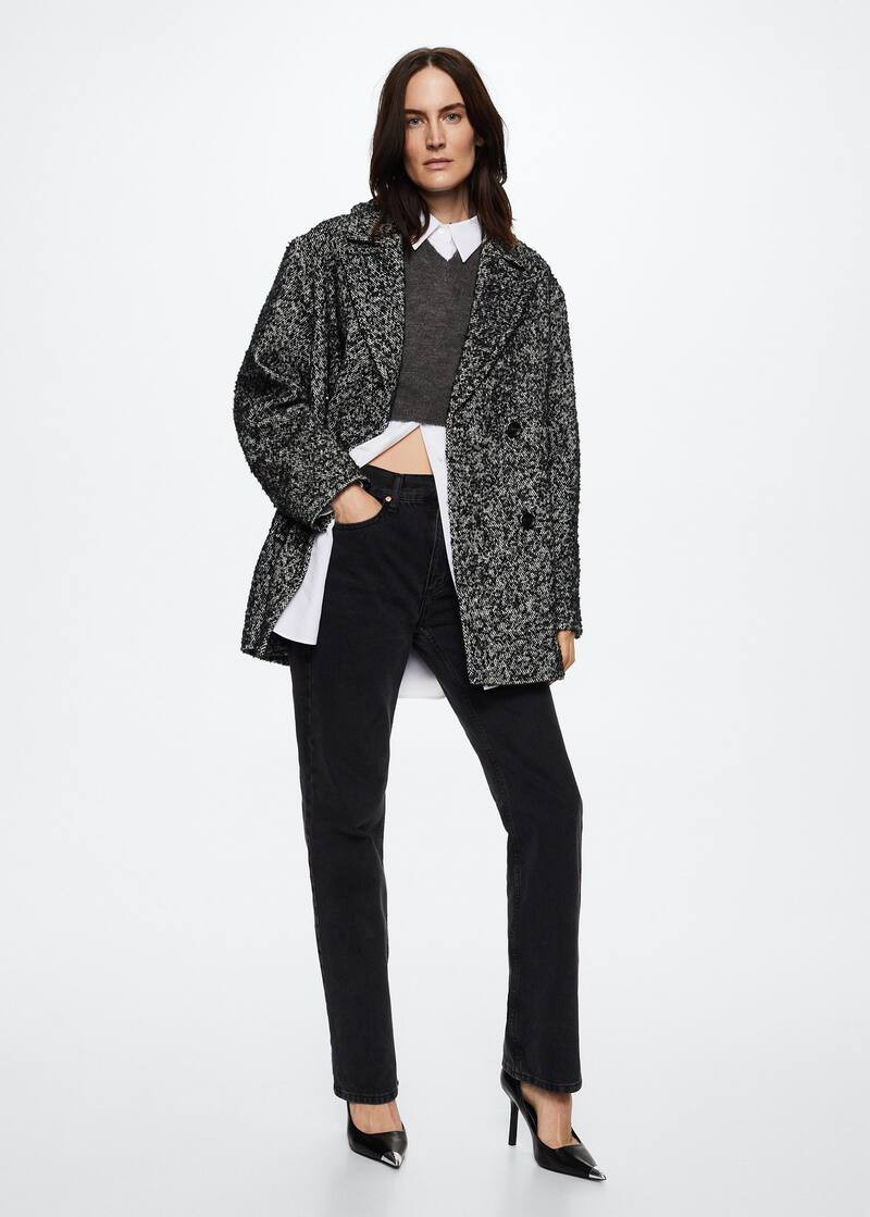 Flecked textured coat -  Women | Mango United Kingdom | MANGO (UK)