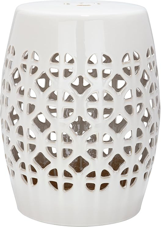 SAFAVIEH ACS4508B Circle Lattice Ceramic Decorative Garden Stool, 0, Cream | Amazon (US)
