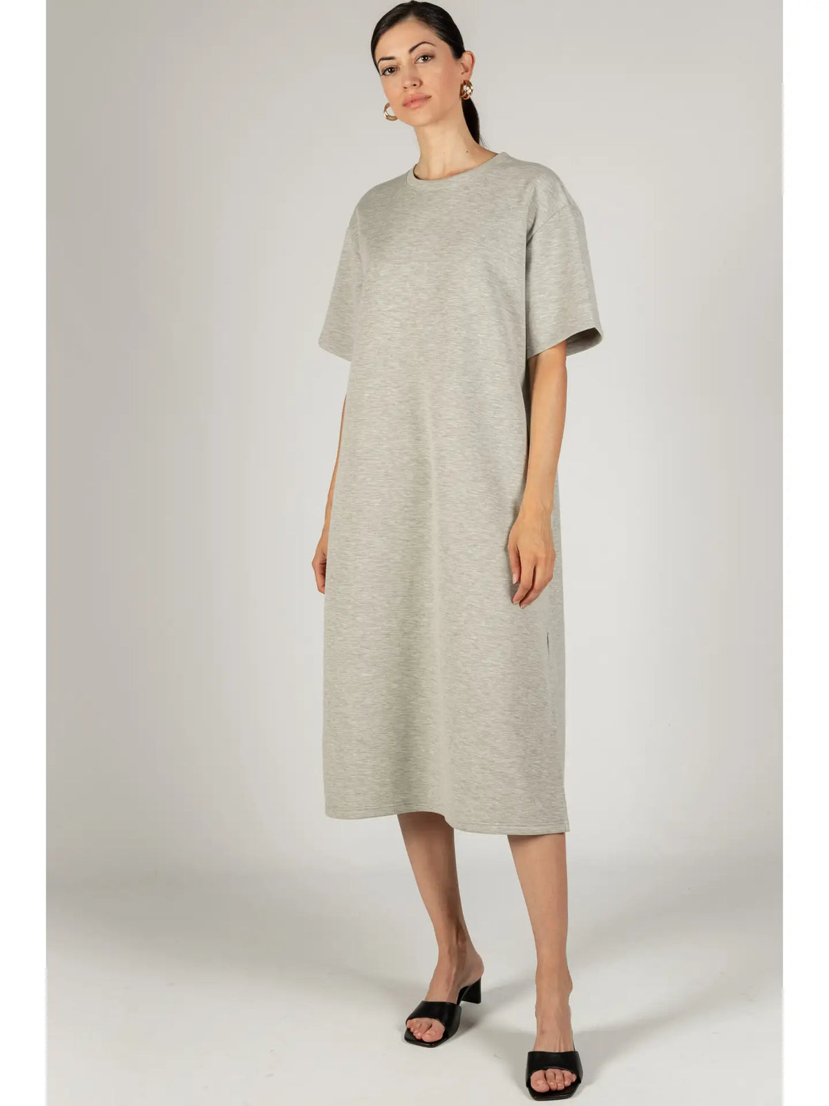 Modal Midi Tee Shirt Dress- Heather Gray | MeMe's