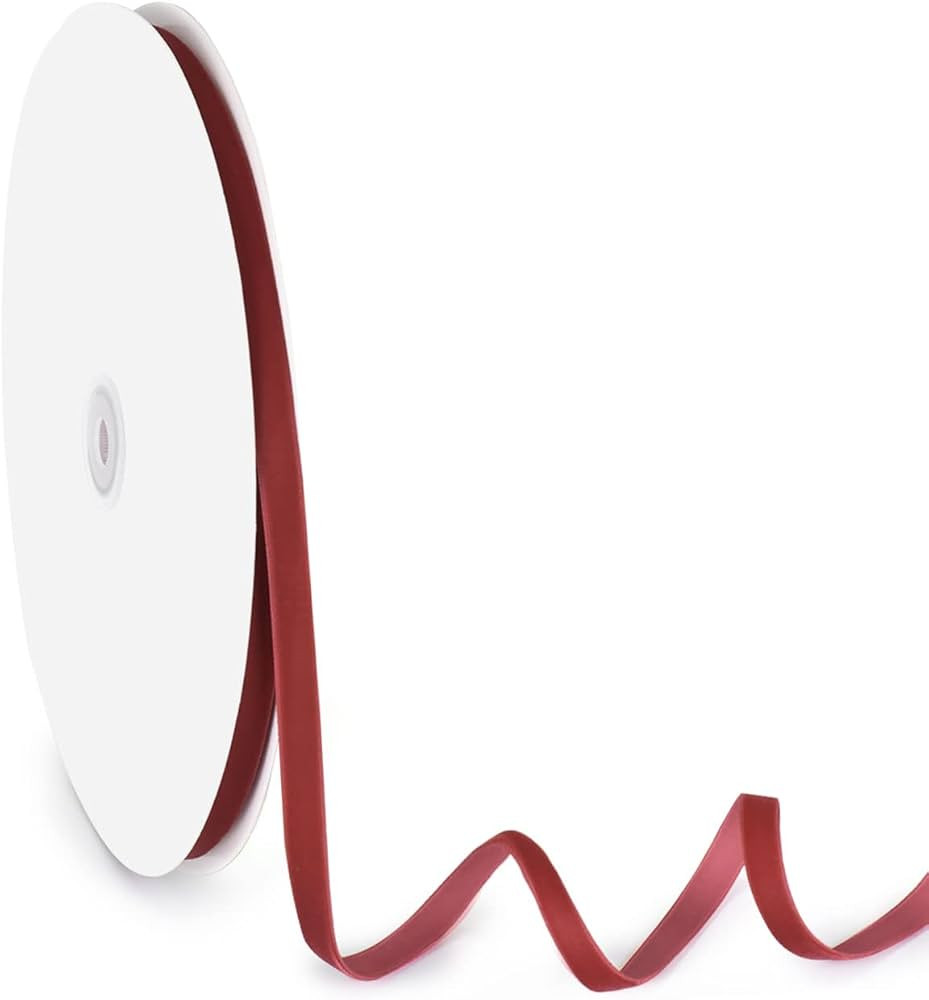 Velvet Ribbon for Gift Wrapping Christmas Tree DIY Crafts, Vintage Burgundy Ribbon for Wedding Va... | Amazon (US)
