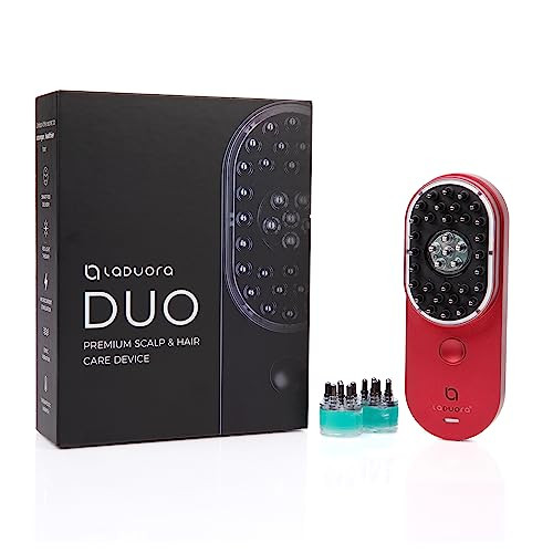 Laduora Duo 4-in-1 Scalp & Hair Care Device and Boost Pod Set of 2 | Warming Scalp Massage Brush for Smoother, Thicker, Healthier-Looking Hair (Red) | Amazon (US)