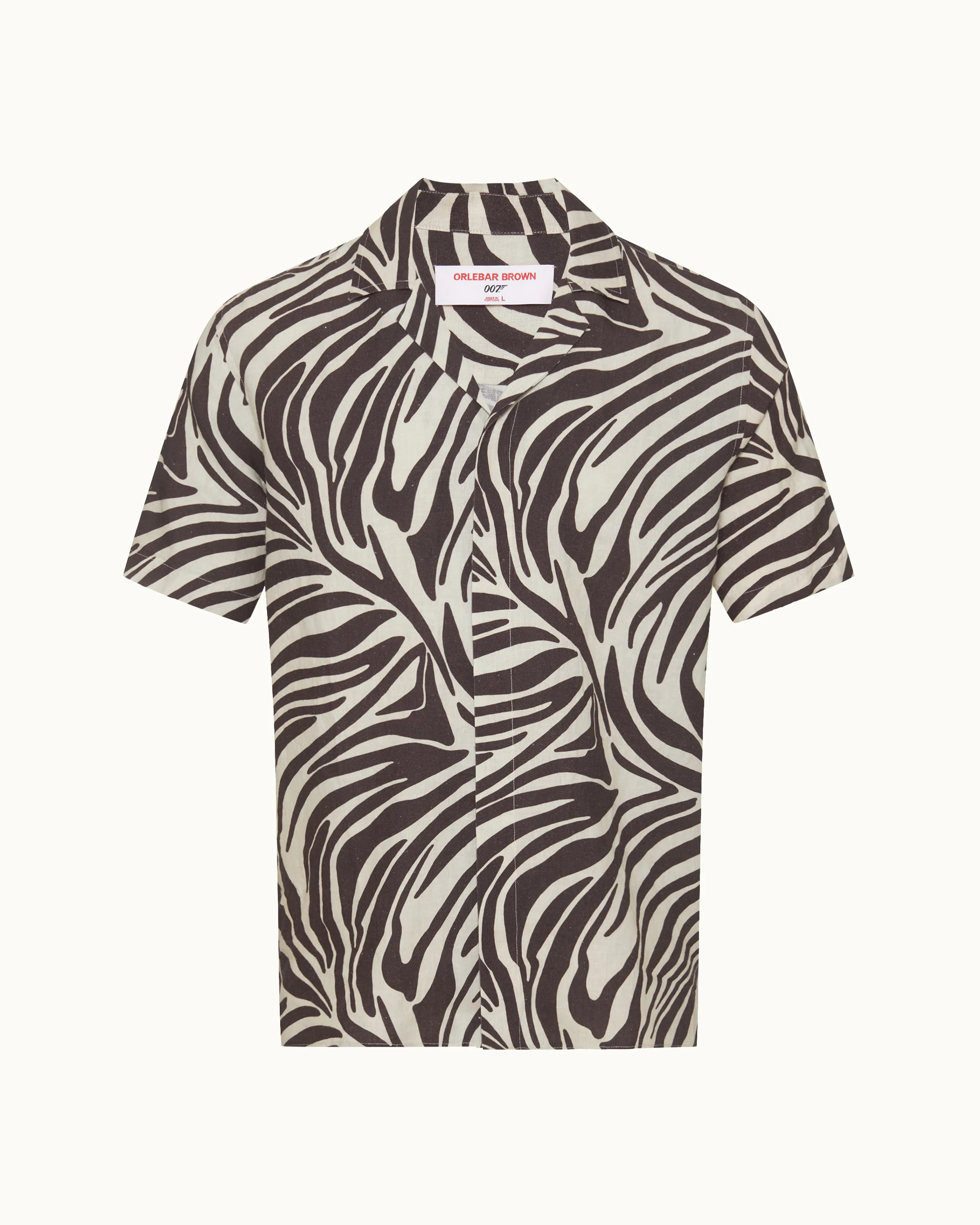Orlebar Brown | Chemise à coupe décontractée avec col Capri et imprimé Zebra en lin Cream pou... | Orlebar Brown