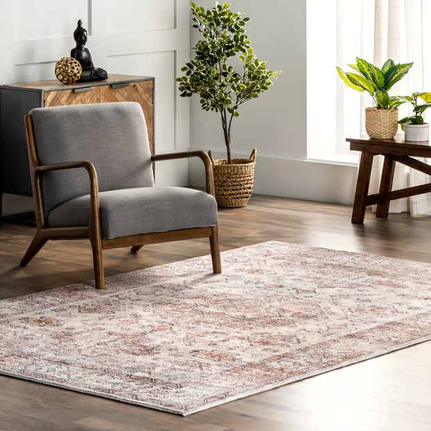 Peach Lorelai Faded Medallion Area Rug | Rugs USA