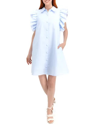Women's Short Ruffle Sleeve Seersucker Dress | Belk