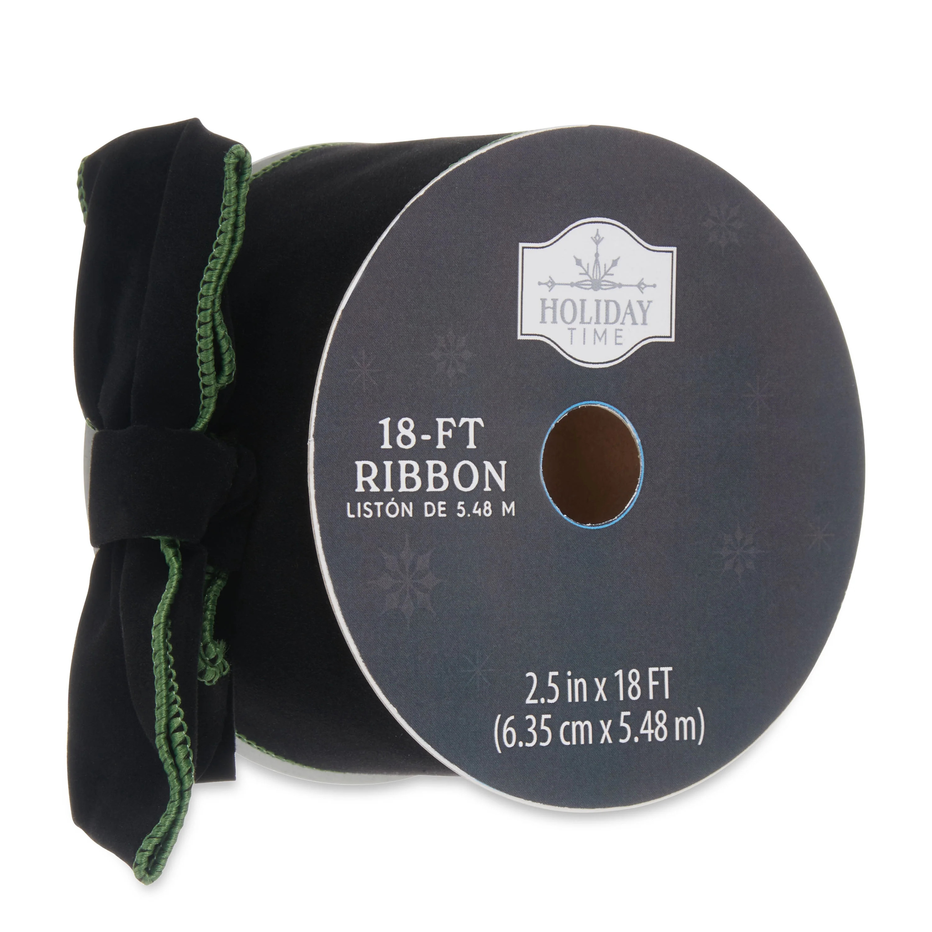 Holiday Time Black and Green Ribbon, 2.5" x 18' - Walmart.com | Walmart (US)