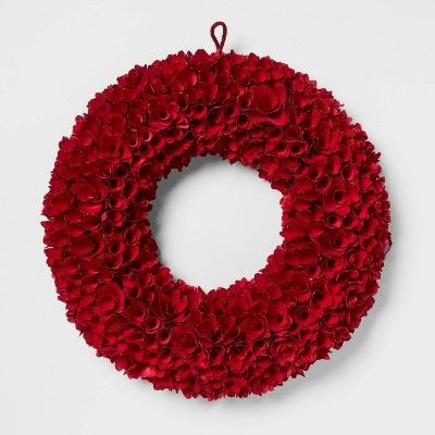 21" Artificial Christmas Flower with Glitter Wreath Red - Threshold™ | Target