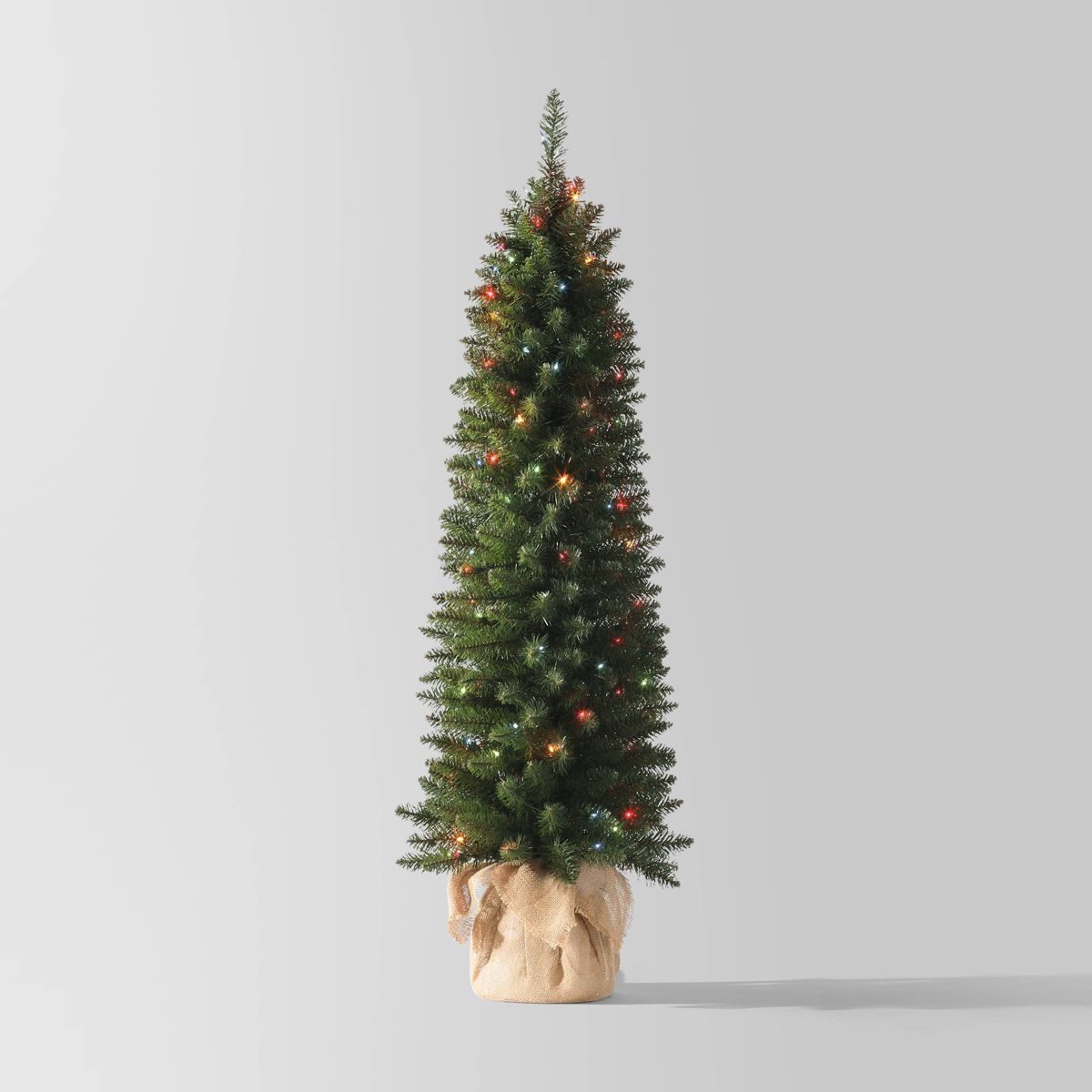 5' Pre-lit Alberta Spruce with Burlap Base Artificial Christmas Tree Multicolor Lights - Wondersh... | Target