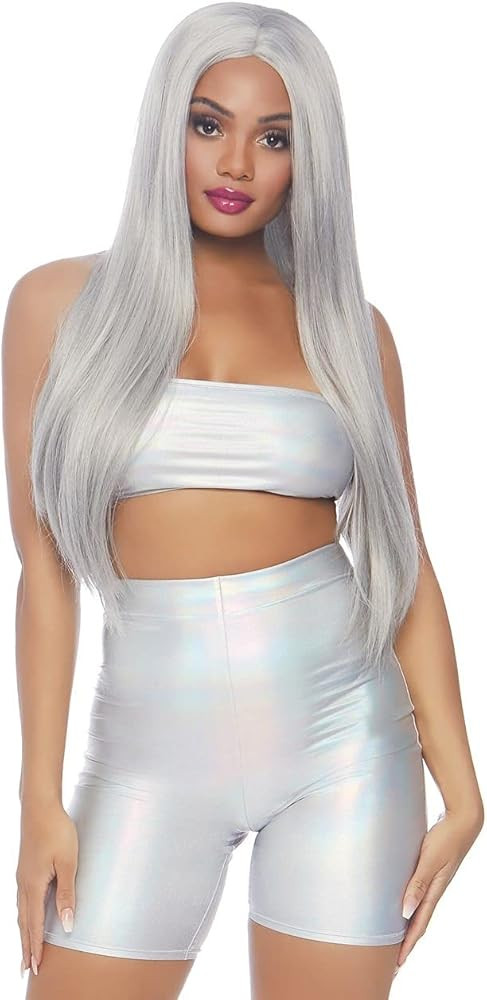 Leg Avenue Women's Holographic Spandex Bandeau and Bike Shorts Set | Amazon (US)