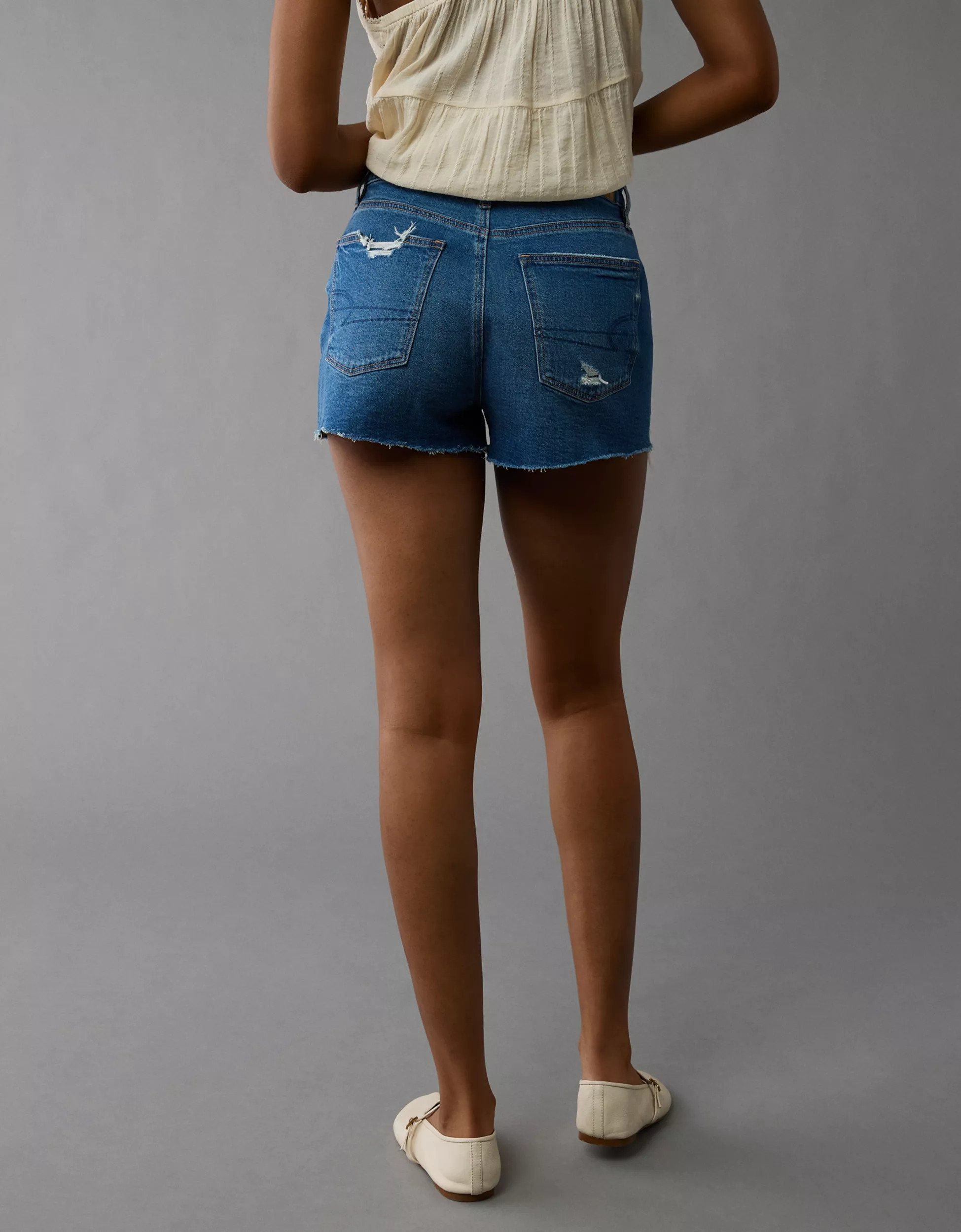 AE Strigid Ripped Denim Mom Short | American Eagle Outfitters (US & CA)