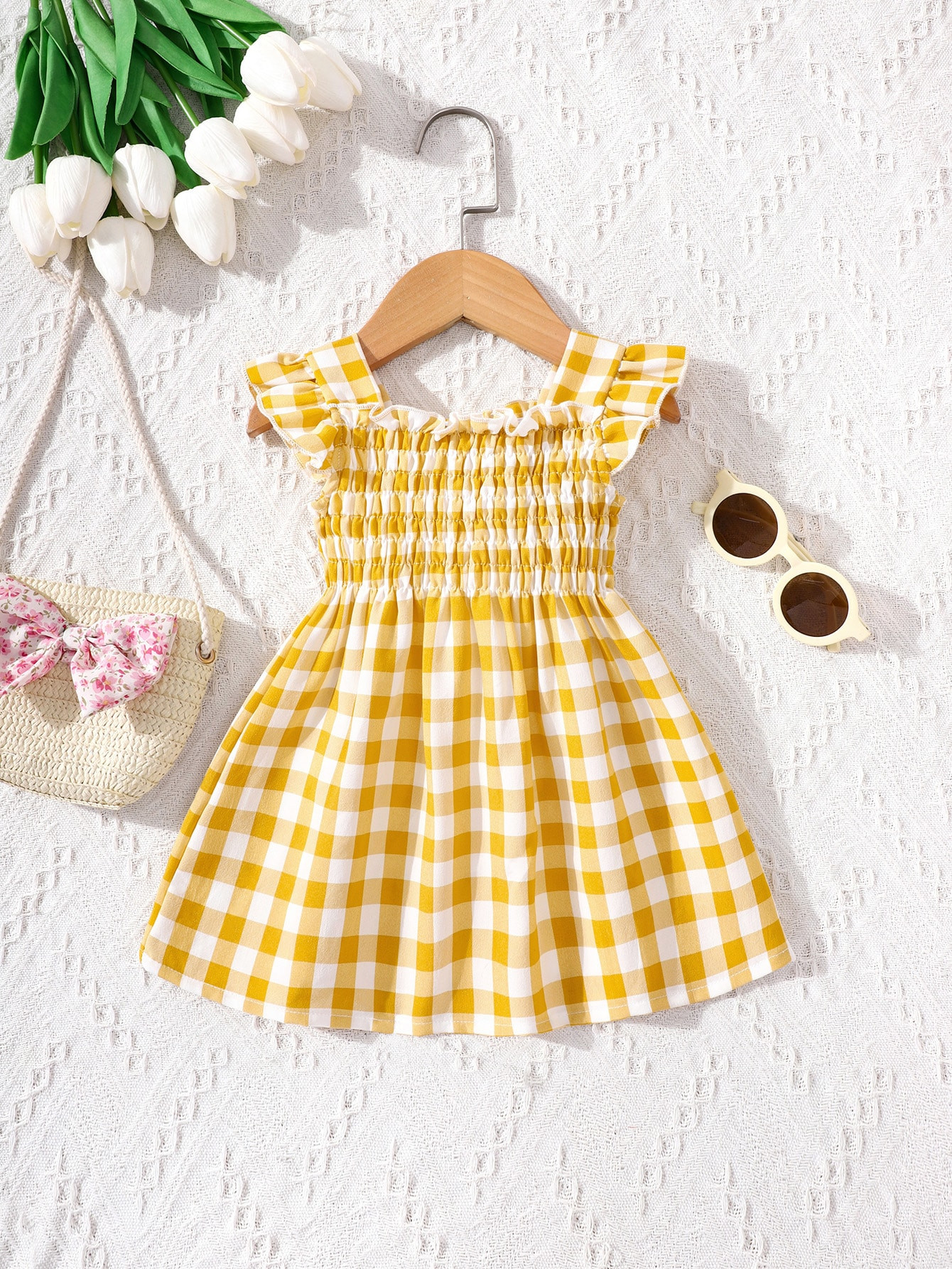 Baby Gingham Print Ruffle Trim Dress SKU: sa2211255562137578(7 Reviews)$5.60$6.00-7%AddThis Shari... | SHEIN