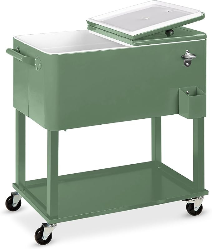Best Choice Products 80-Quart Outdoor Steel Rolling Cooler Cart w/Ice Chest, Bottle Opener, Catch... | Amazon (US)