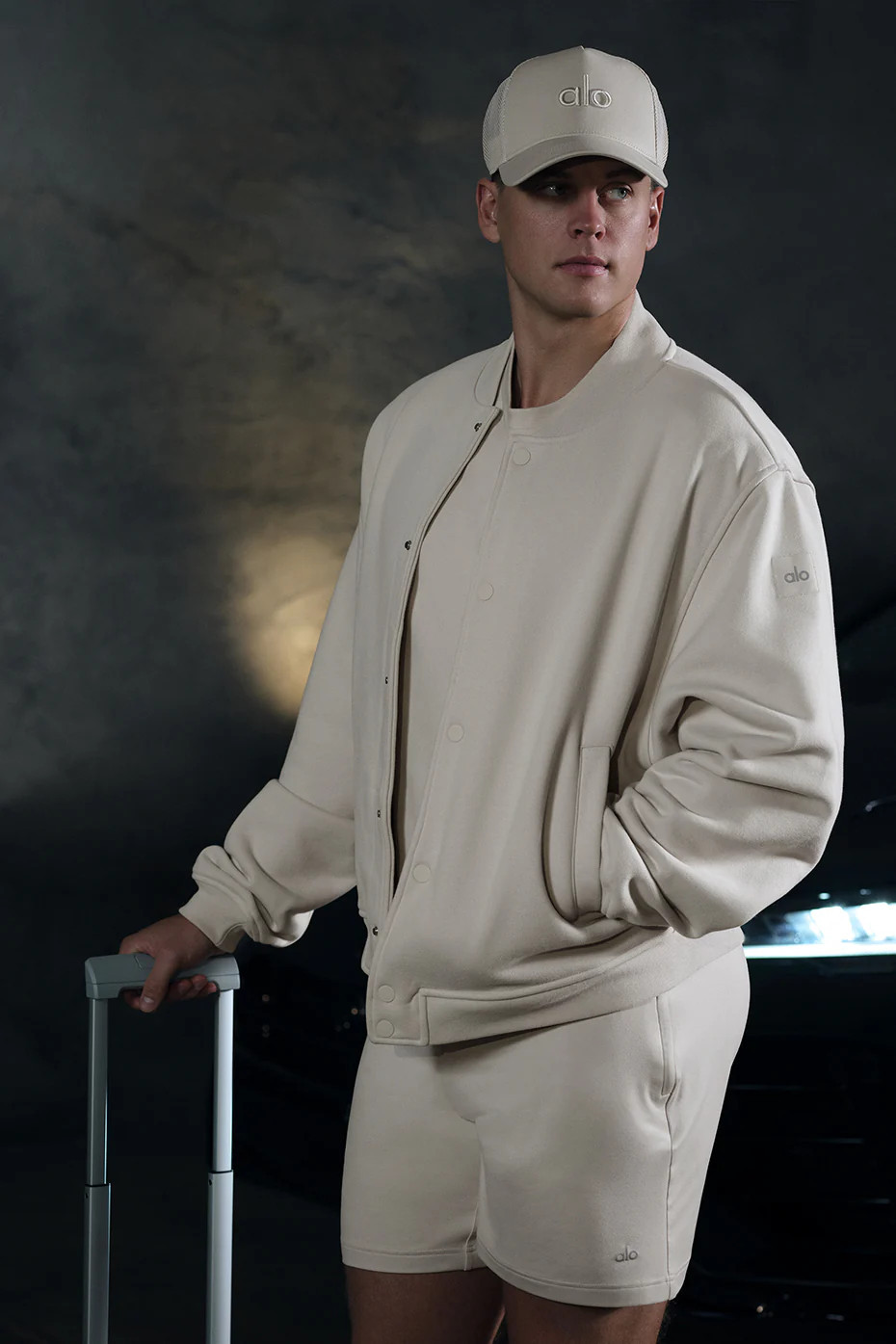 ALO | Renown Varsity Jacket in Bone Beige, Size: Small | Alo Yoga (US)