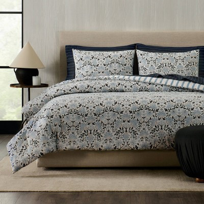 Jeremiah Brent Home 3pc Full/Queen Floral 'Geneva' Cotton Comforter Set Blue | Target