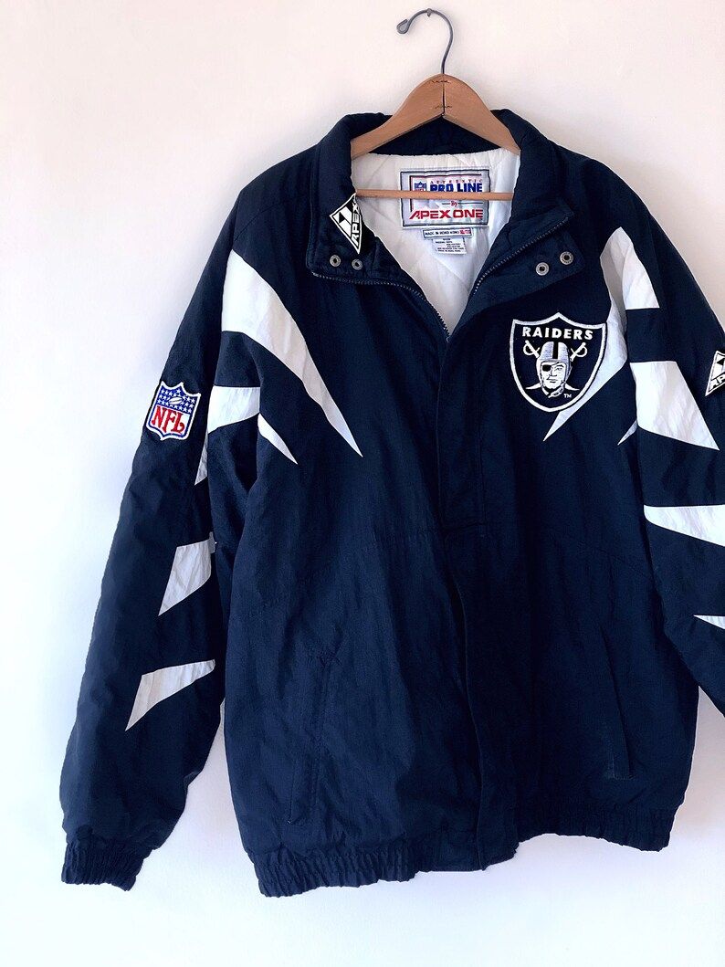 Vintage 90's OAKLAND RAIDERS Football Pro-Line Apex One Zip Up 100% Nylon Puffer Jacket Size X-La... | Etsy (US)