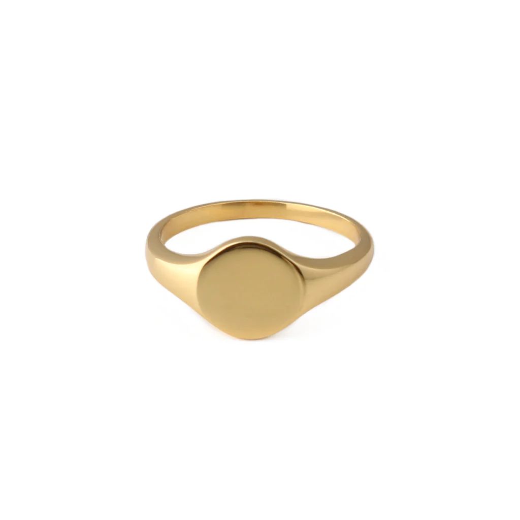 LUXE Disc Signet Ring - Gold | Orelia London