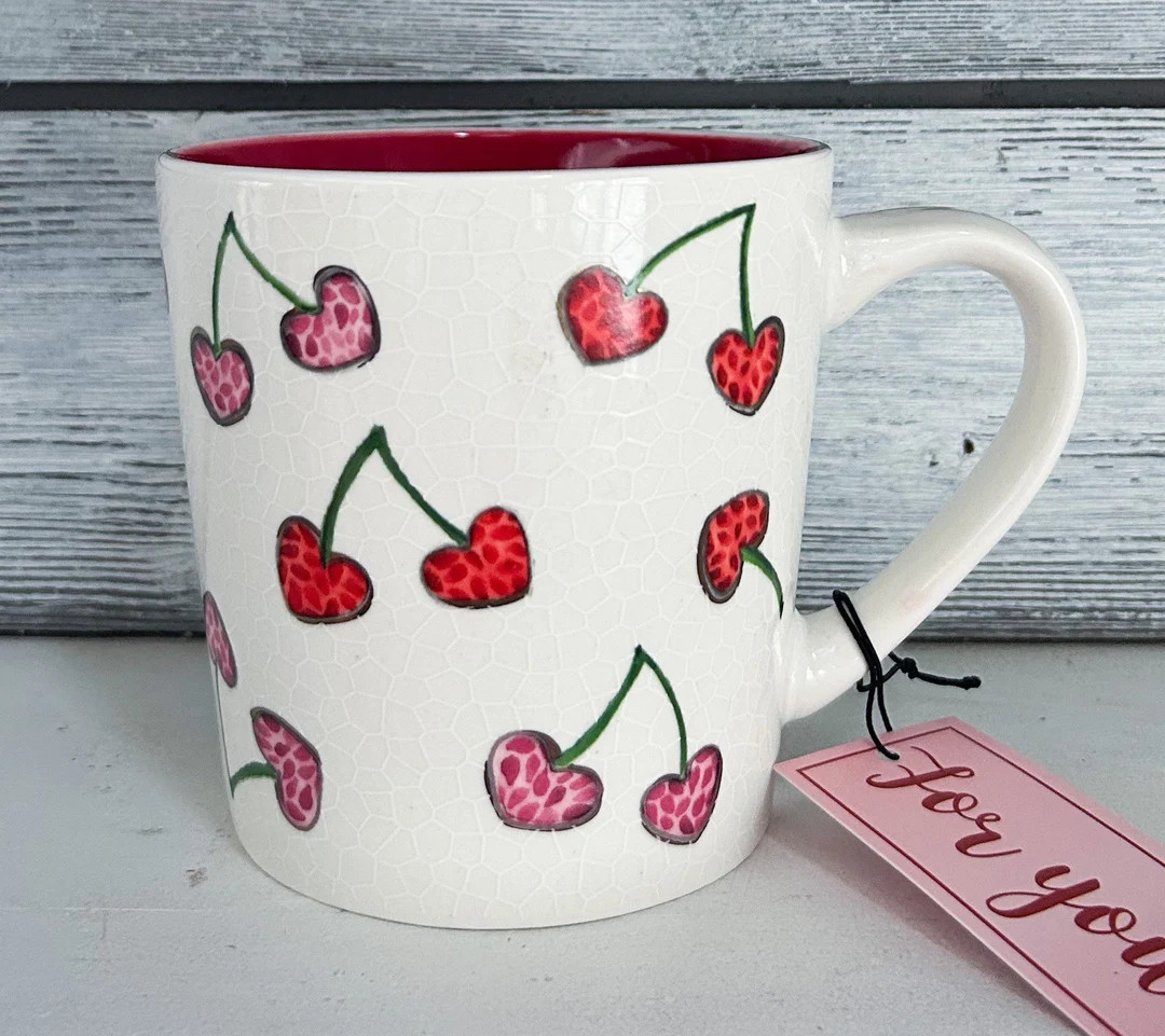 Red Pink Cherry Heart Love is Sweet Fruit Large 22 Ounce Mug READ DESCRIPTION - Etsy | Etsy (US)