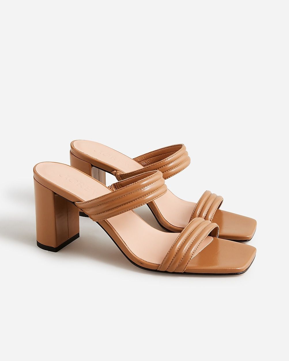 Double-strap block heels in leather | J.Crew US