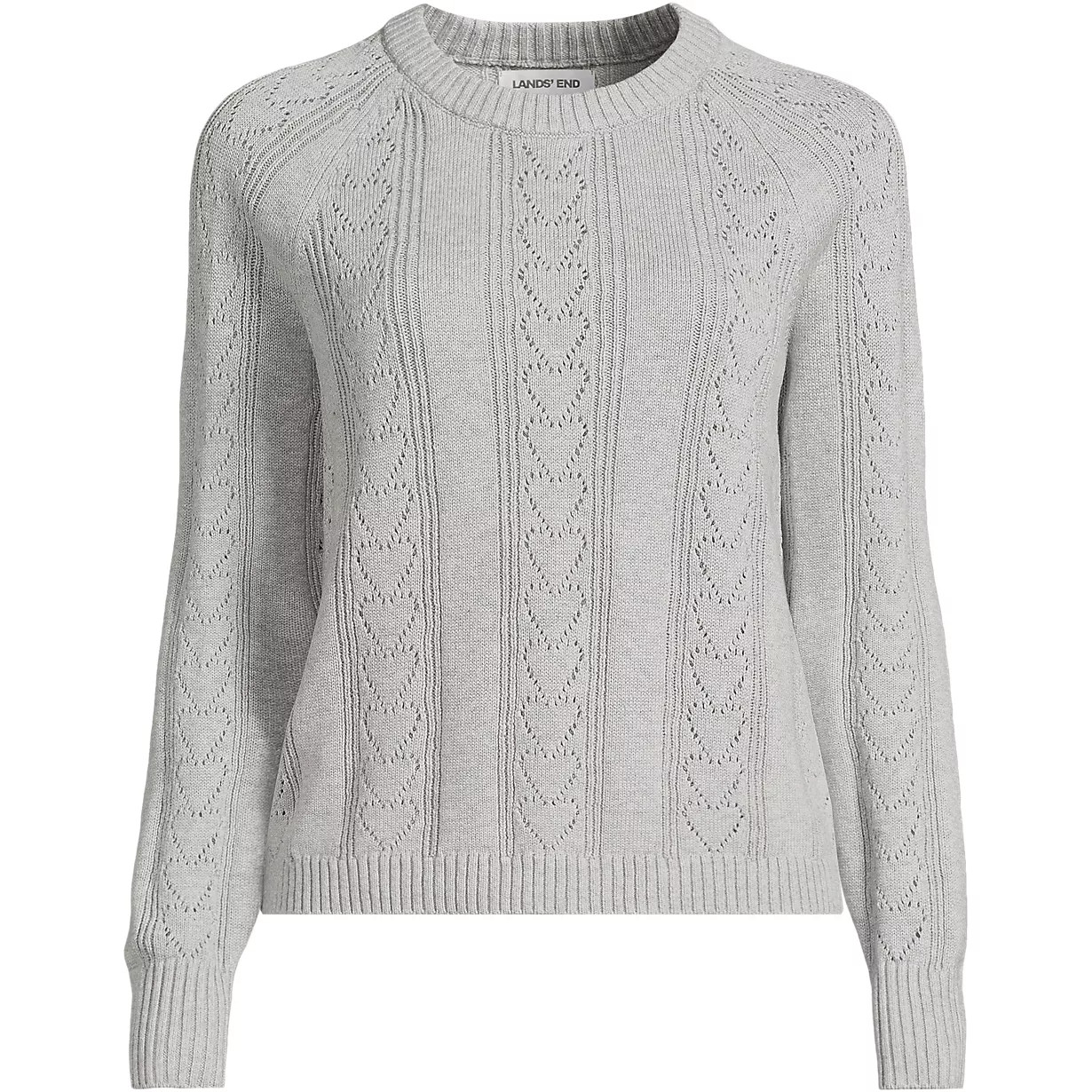 Women's Drifter Raglan Pointelle Crew Neck Sweater | Lands' End (US)