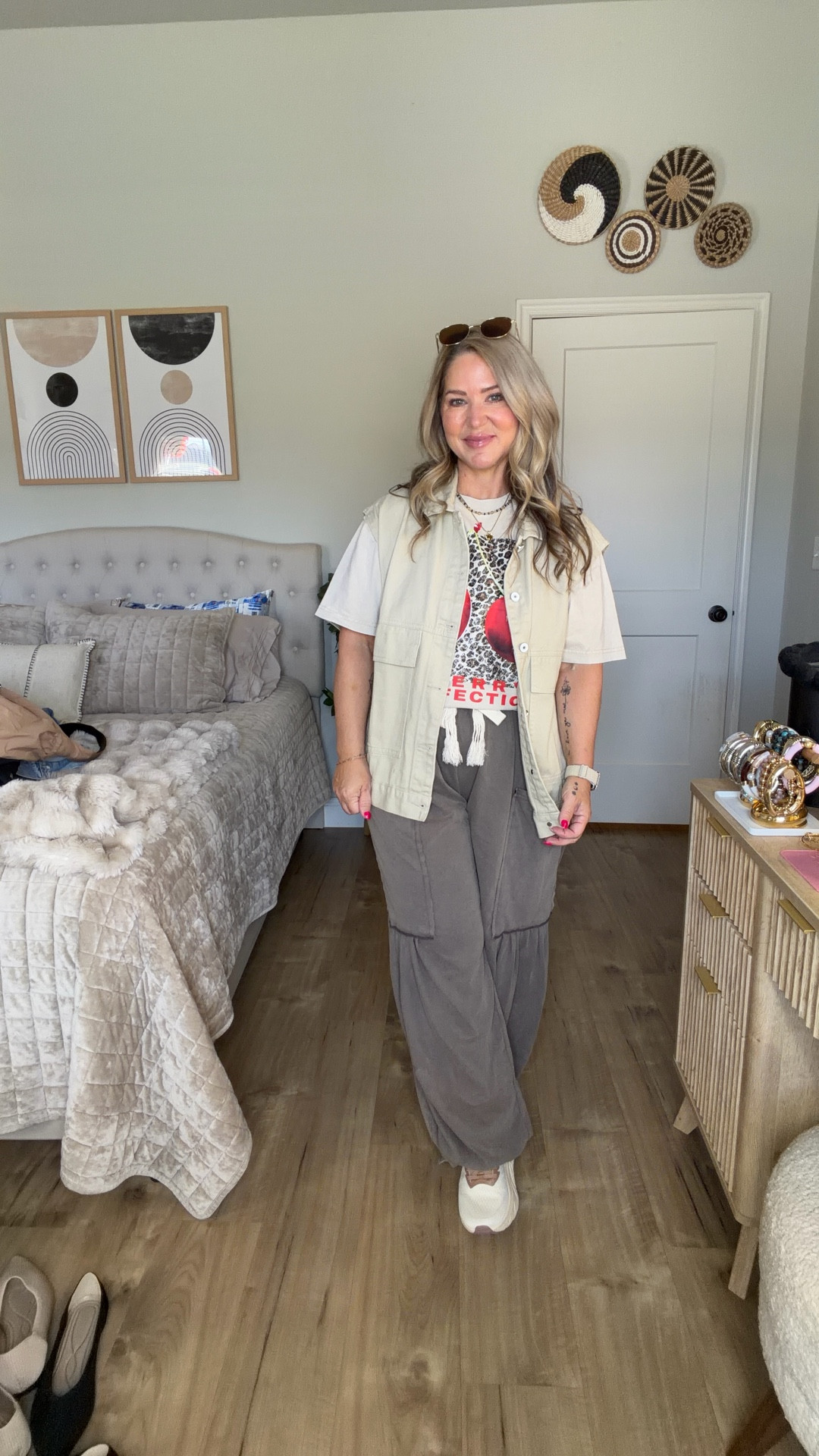 Vest and pants size medium 
Short size large 
Shoes tts 

#LTKPetite #LTKOver40 #LTKMidsize