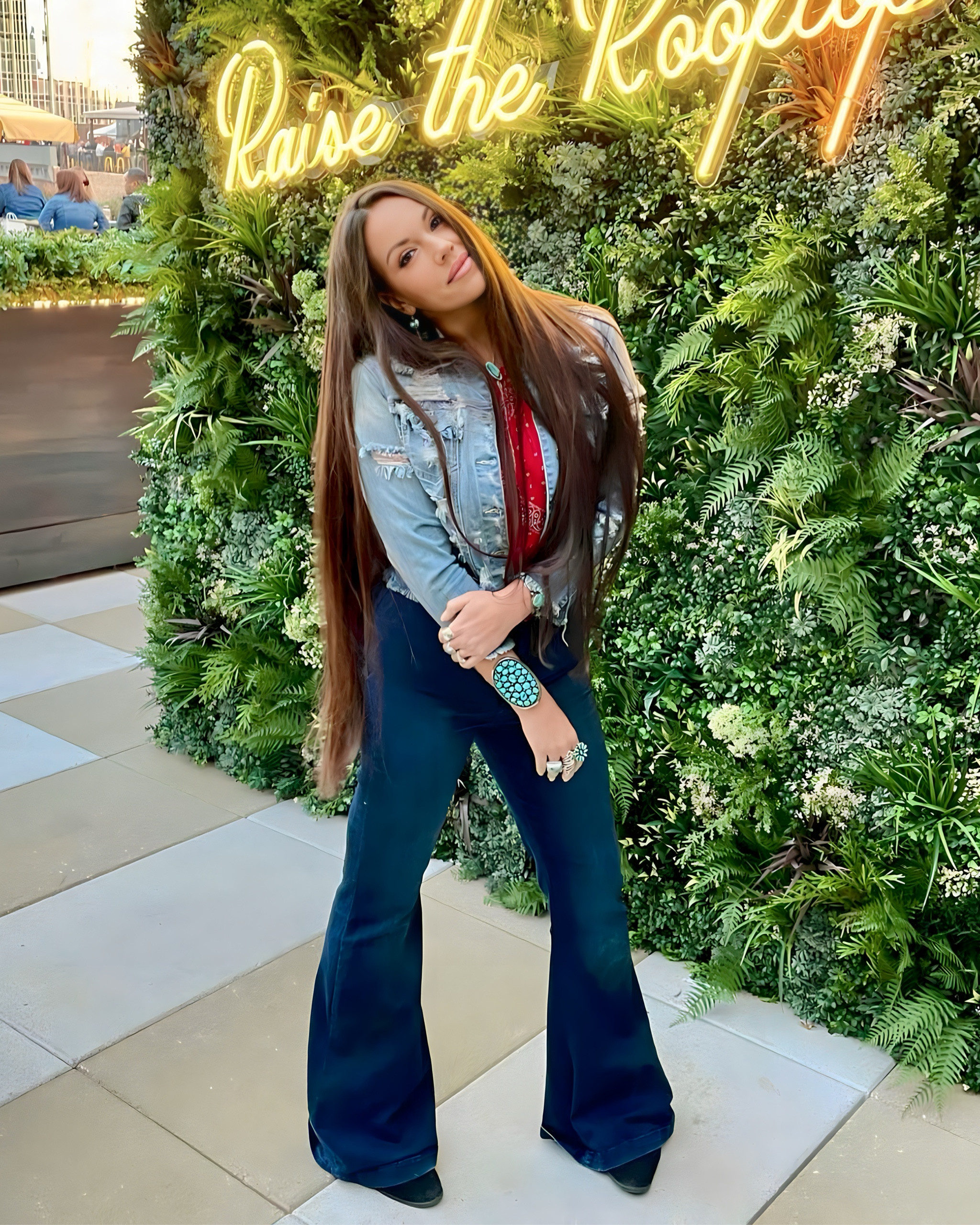 These Free People flare jeans are a staple in my wardrobe, perfectly complemented by a distressed denim jacket.