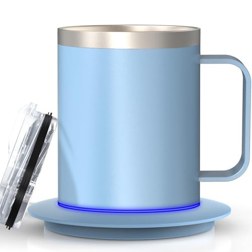 YIMUBREEZ Self Heating Coffee Mug for Desk,Heated Cup with 10H Auto Shut-Off, USB Powered Mug Warmer Set (12oz-Sky Blue) | Amazon (US)