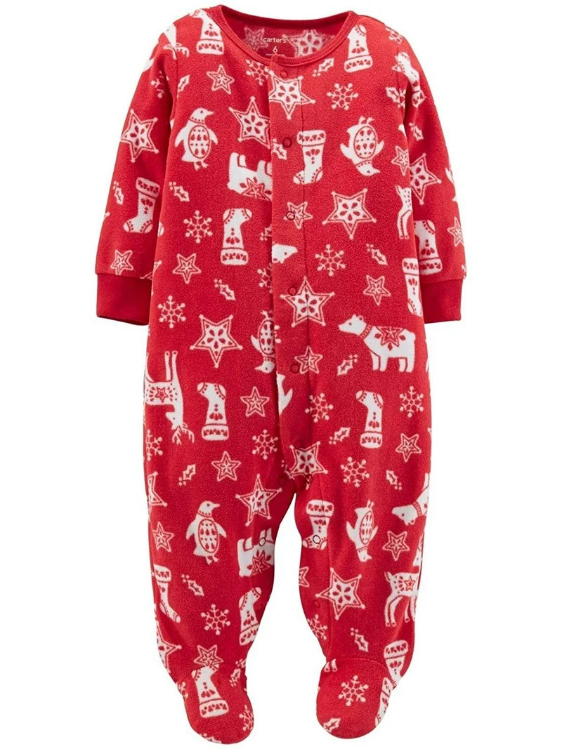 Carter's Christmas Sleep N Play Footie Baby - Red Print-3 Months | Walmart (US)