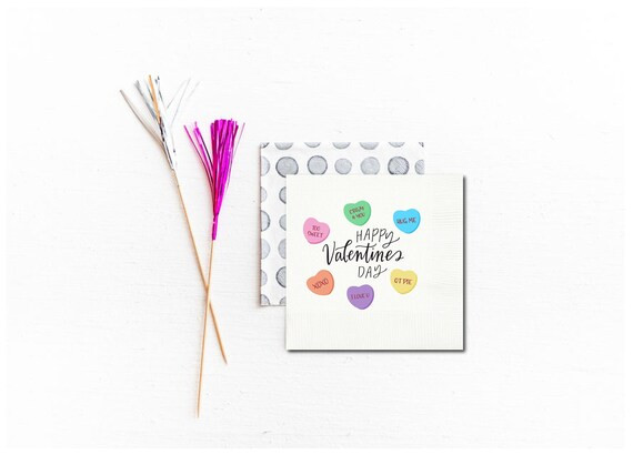 Valentines days napkins Candy heart valentines napkins | Etsy | Etsy (US)