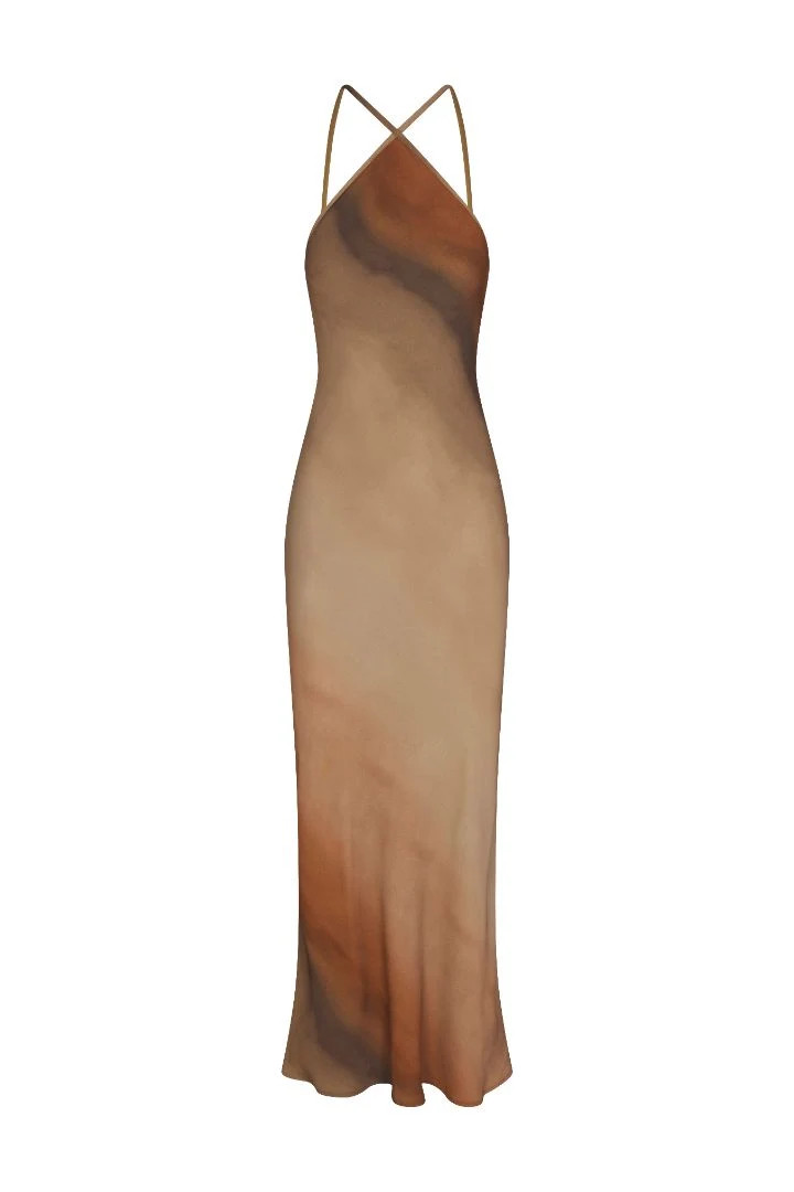 SL Bias-Cut Slip Dress in Ombré Satine Crepe | Anemos Swim (US)