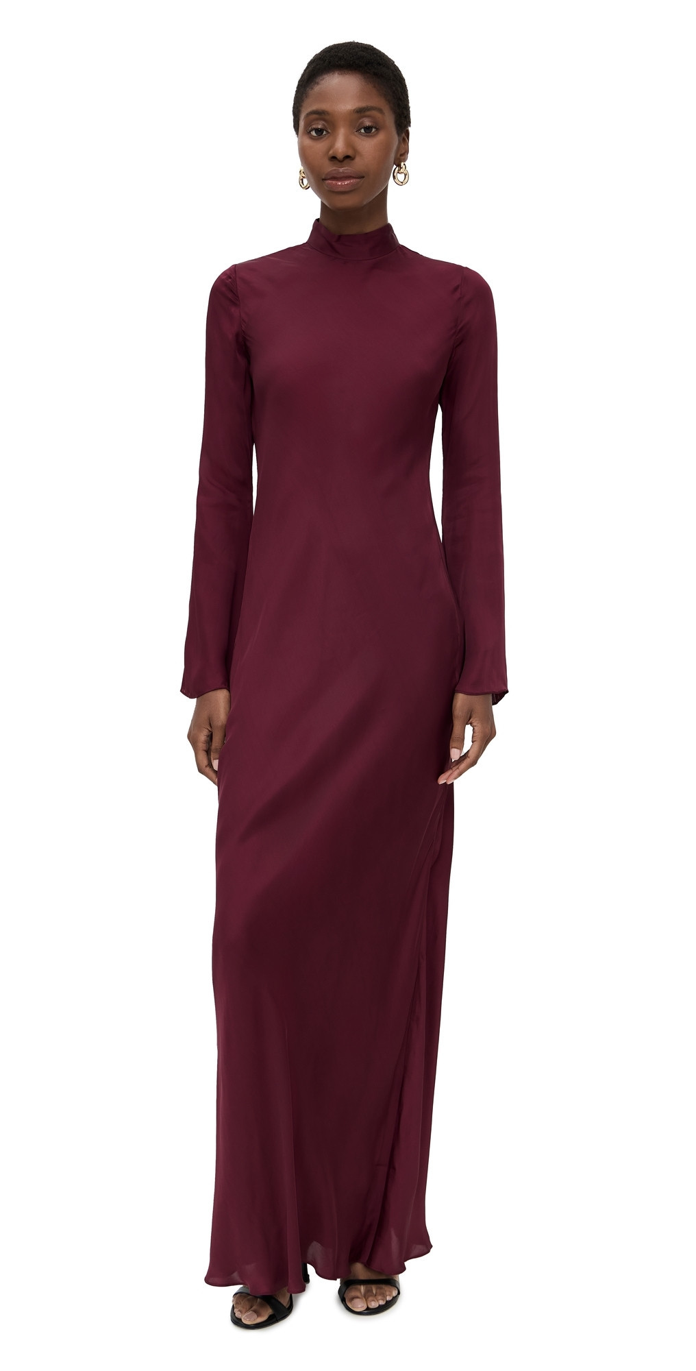 Hemant and Nandita Bias Cut Mock Neck Maxi Dress Burgundy XS | Shopbop