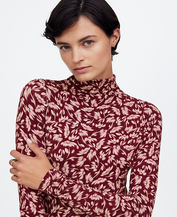 Long-Sleeve Mockneck Tee in Floral | Madewell
