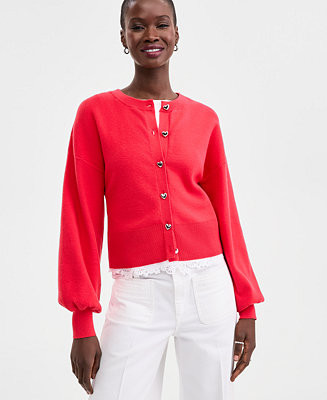 Women's Blouson Sleeve Heart-Button Cardigan, Macy's Exclusive | Macy's