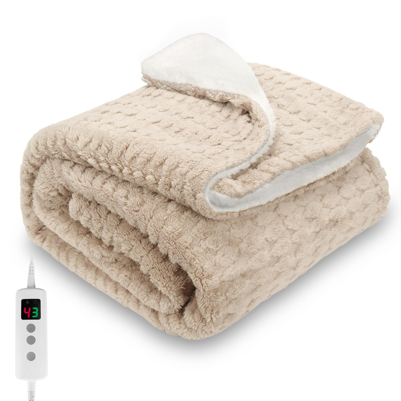 PROALLER Heated Blanket, Electric heated throw 160x130CM Beige, 10 Levels &1-9H Timer Auto-Off, M... | Amazon (UK)