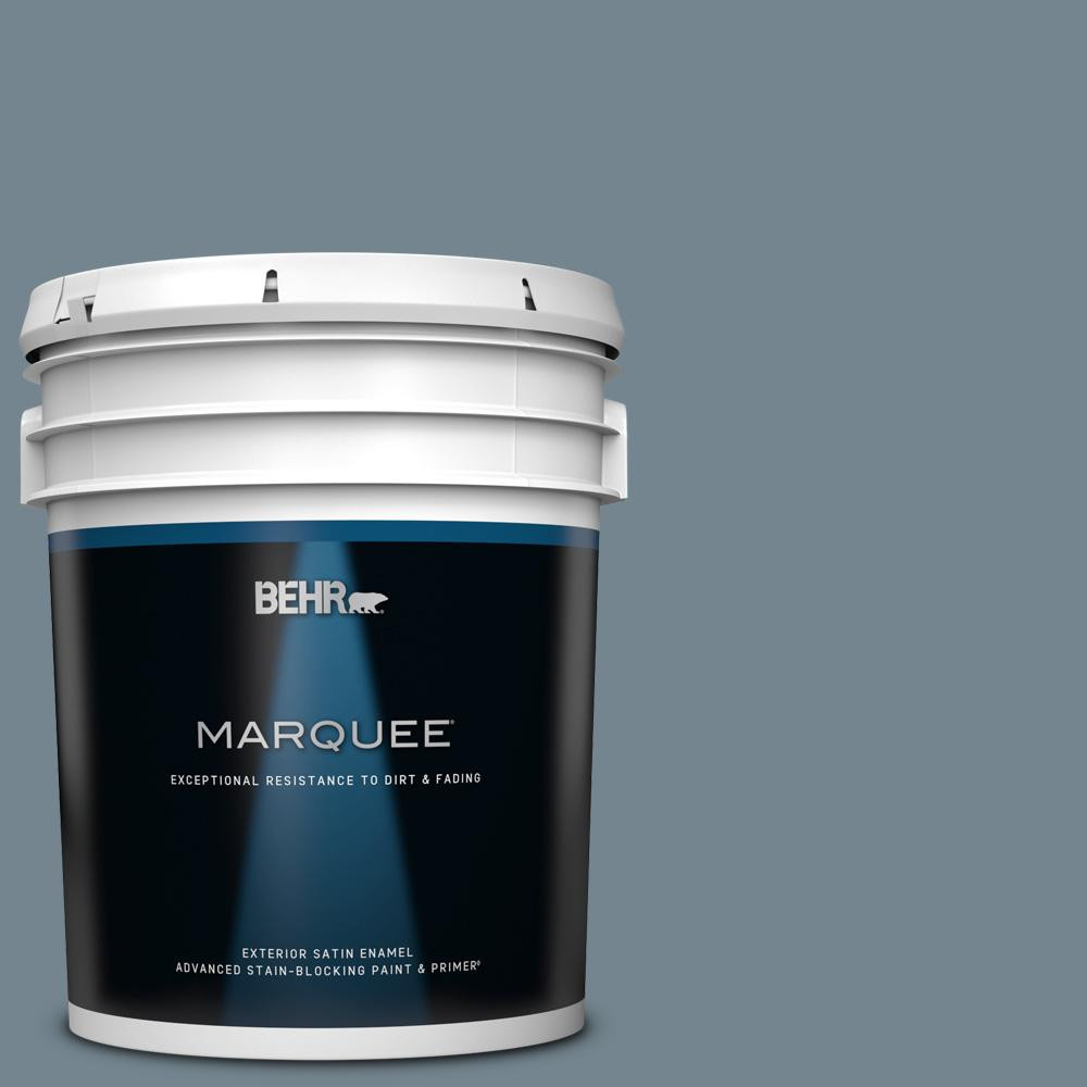 BEHR MARQUEE 5 gal. #N480-5 Adirondack Blue Satin Enamel Exterior Paint and Primer in One-945405 ... | The Home Depot