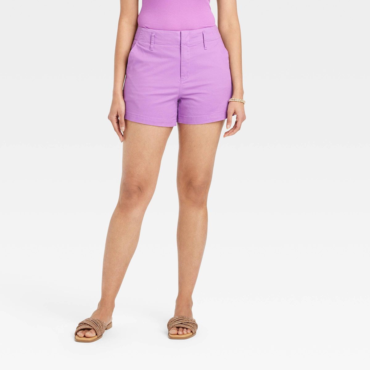 Women's High-Rise Everyday Chino Shorts - A New Day™ Purple 2 | Target