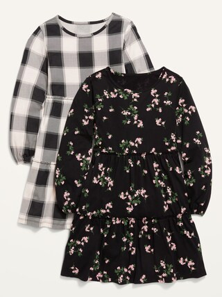 Tiered Printed Long-Sleeve Dress 2-Pack for Girls | Old Navy (US)