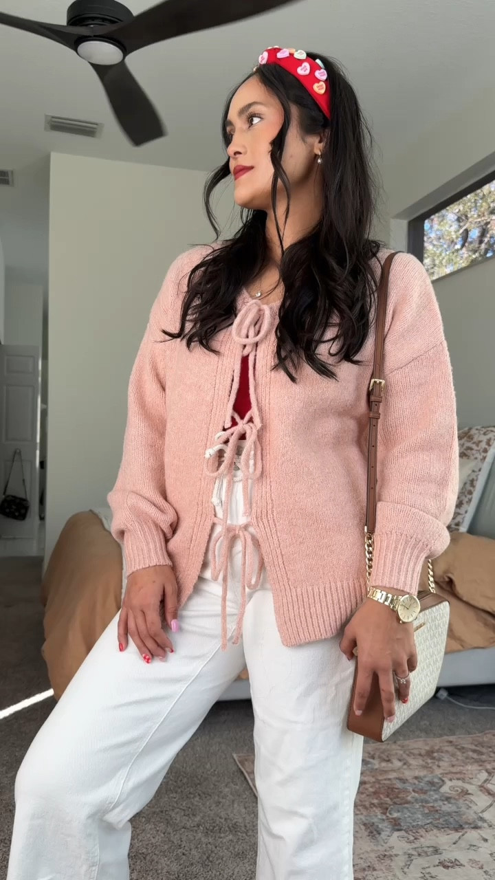 Valentine's Day look day 4/4. Check my profile for the other 3 outfits. Wearing size small in the sweater, xsmall in the bottoms. Bottoms run slightly big so I recommend sizing down  

#LTKStyleTip #LTKSeasonal #LTKFindsUnder50