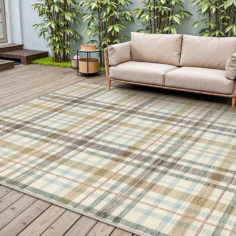 DEORAB Outdoor Rugs 8'X10' Chenille Patio Rug Three-Layer Material Imitation Silicone Spot Moldin... | Walmart (US)