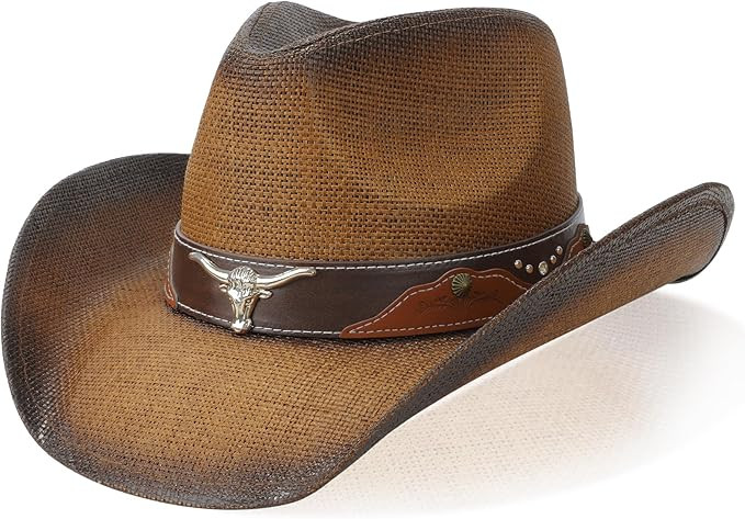 WQWOVRVO Cowboy Hat,Cowgirl Hat,Western Cowboy Hats for Women/Mens/Straw Wide with Shapeable Brim... | Amazon (US)