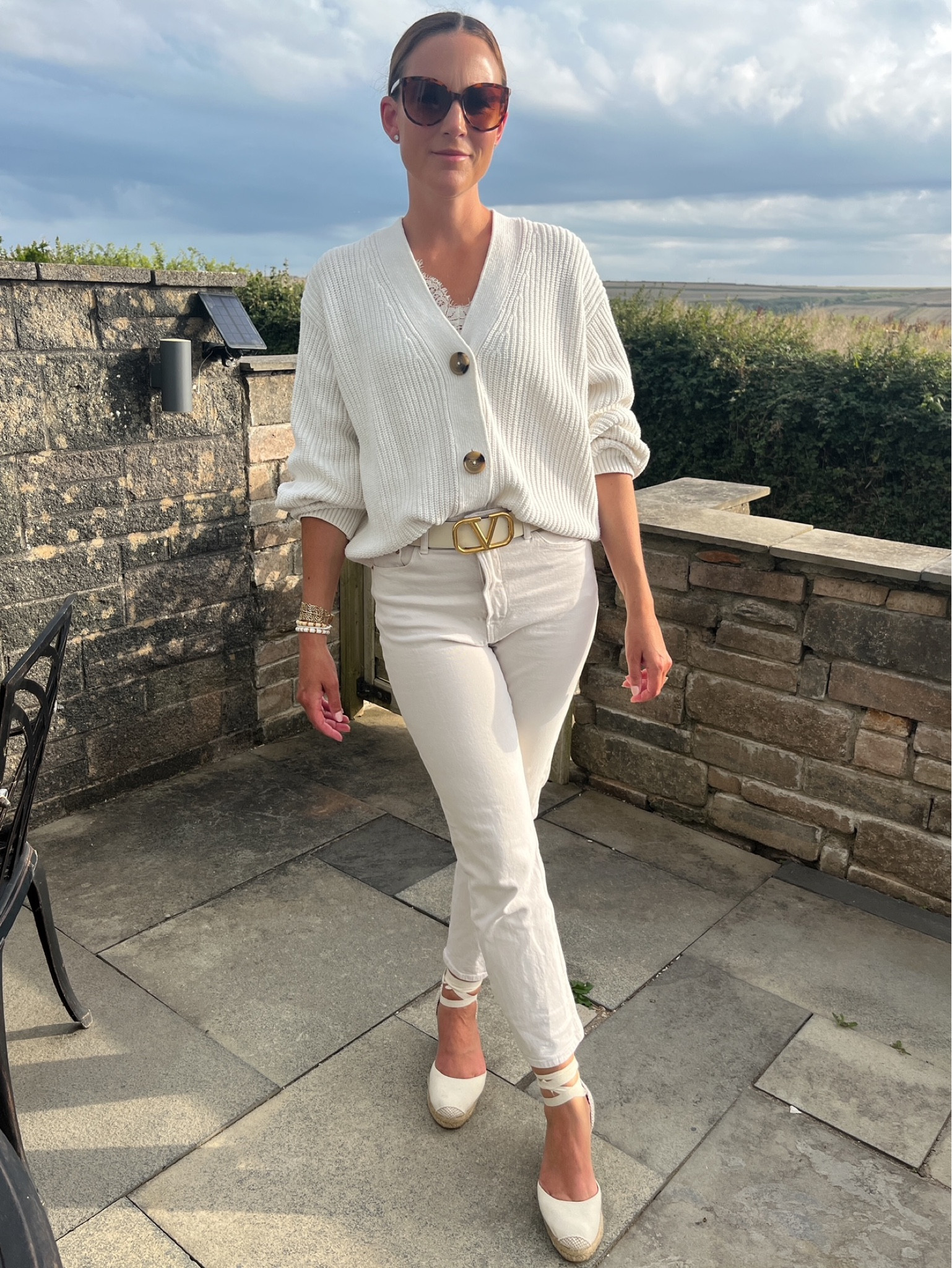 Cream jeans, valentino belt, espadrilles, lace camisole, cream knit cardigan

#LTKeurope #LTKstyletip #LTKSeasonal