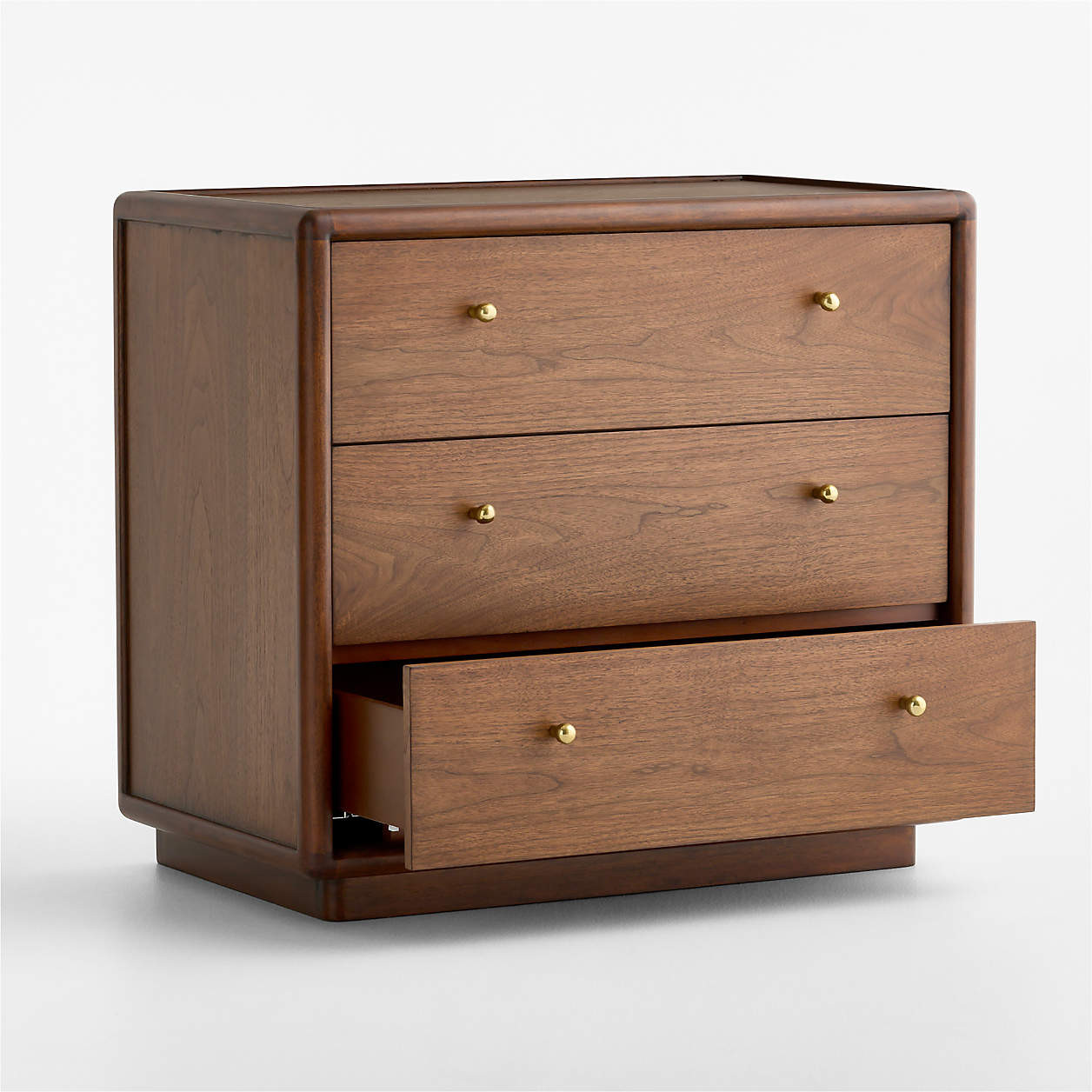 Lafayette 32" Walnut Wood 3-Drawer Charging Nightstand + Reviews | Crate & Barrel | Crate & Barrel