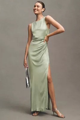 BHLDN Emma High-Neck Satin Maxi Gown | Anthropologie (US)