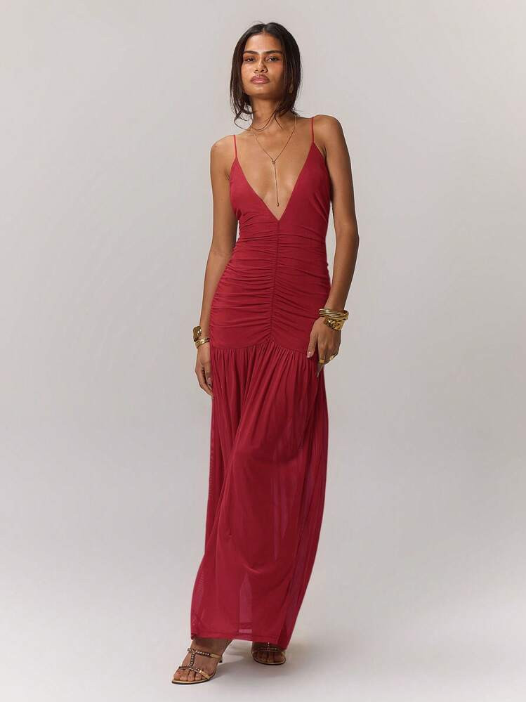 MUSERA Vestido De Verão Com Bainha Caída E Franzido Na Frente, Elegante E Fofo | SHEIN