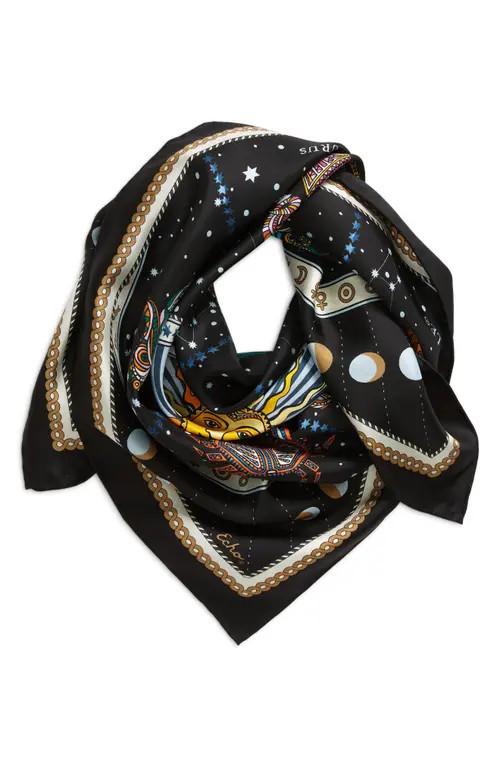 Echo Written in the Stars Silk Square Scarf in Black at Nordstrom | Nordstrom