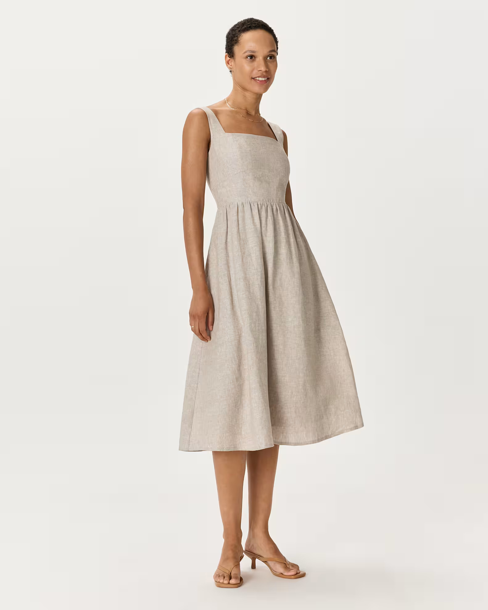 100% European Linen Fit & Flare Midi Dress | Quince
