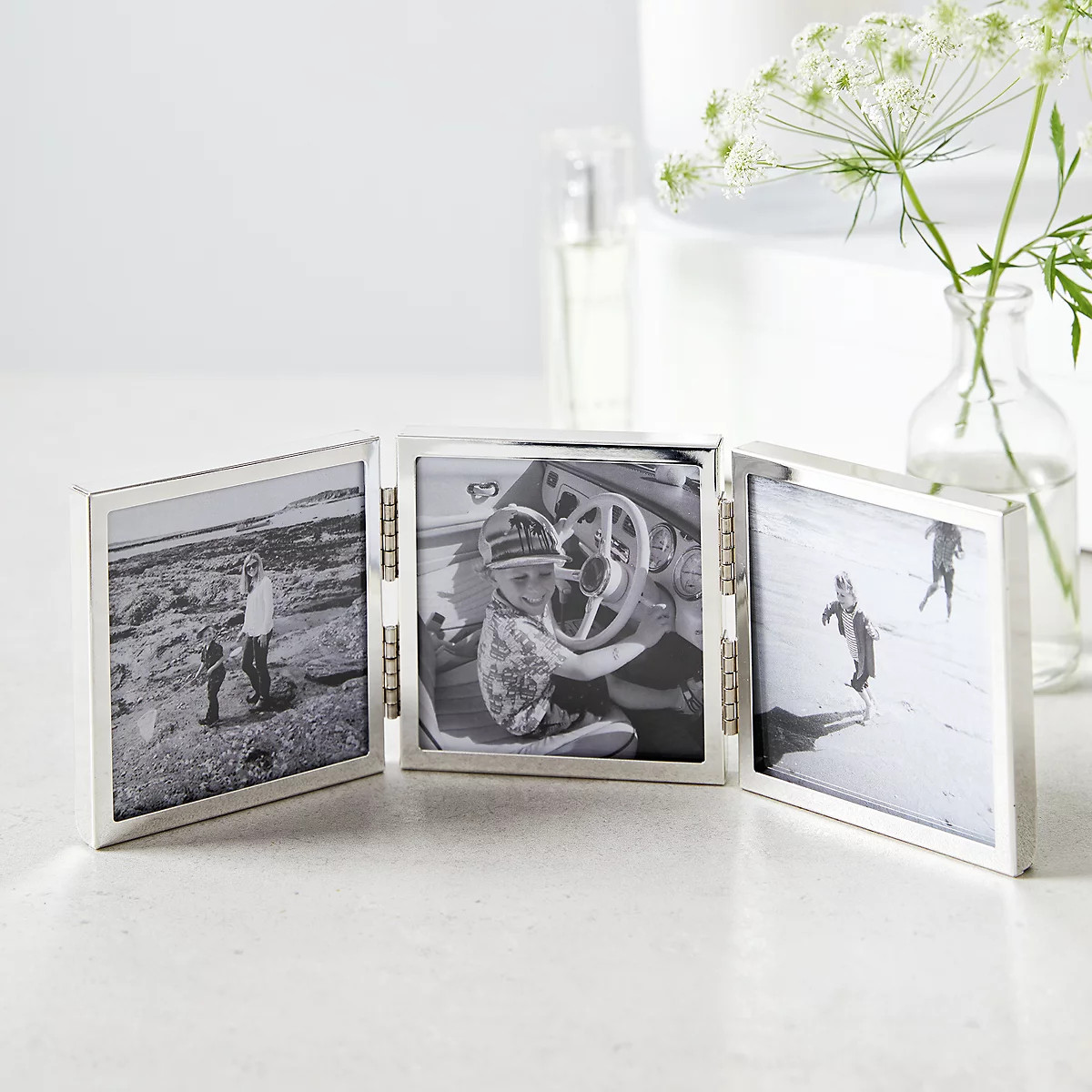 Fine Silver Triple Aperture Hinged Photo Frame – 3x3” | The White Company UK & ROW